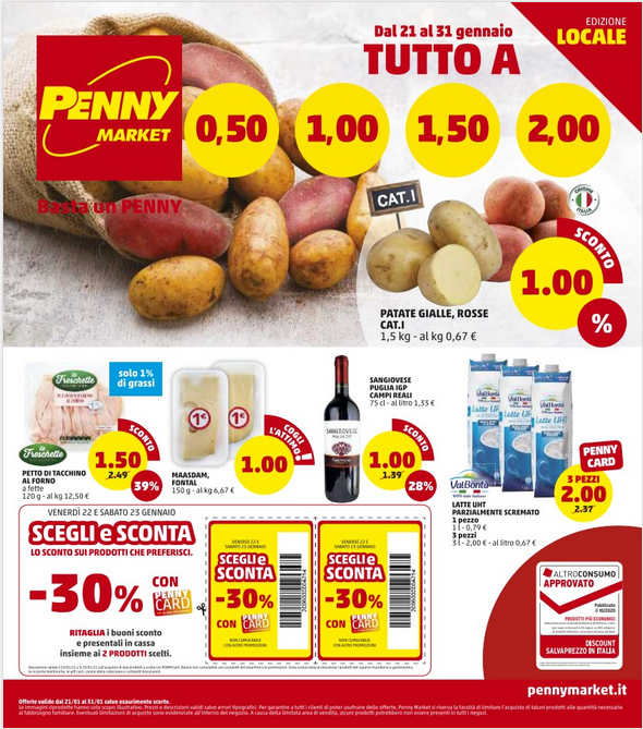 Penny market TUTTO a 0,50€-1€-1,50€-2€