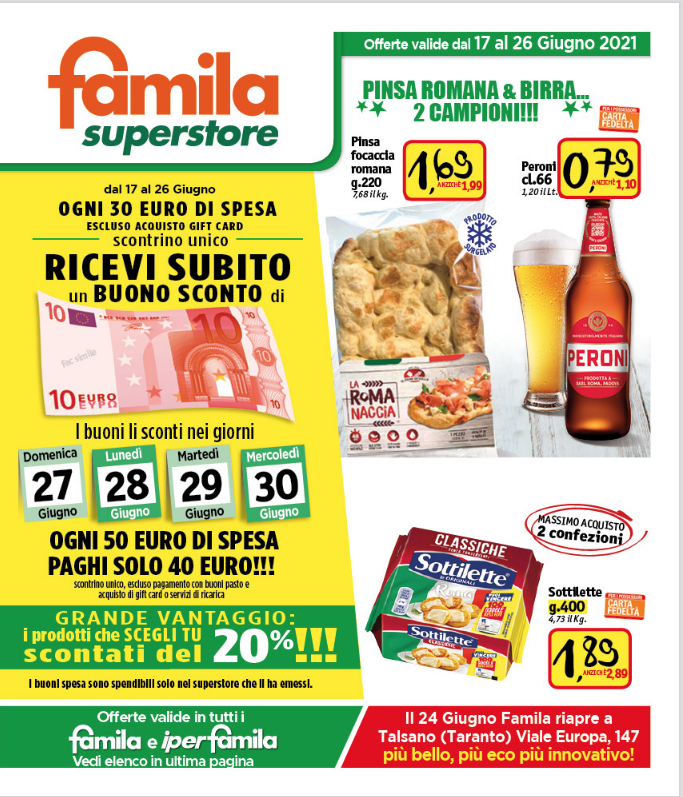 Volantino famila Buono Sconto da 10€